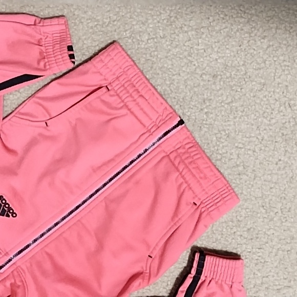 Adidas Jacket Girls Size 2T Spring Summer Outdoor Deep Pink Black Stripes - Picture 3 of 8